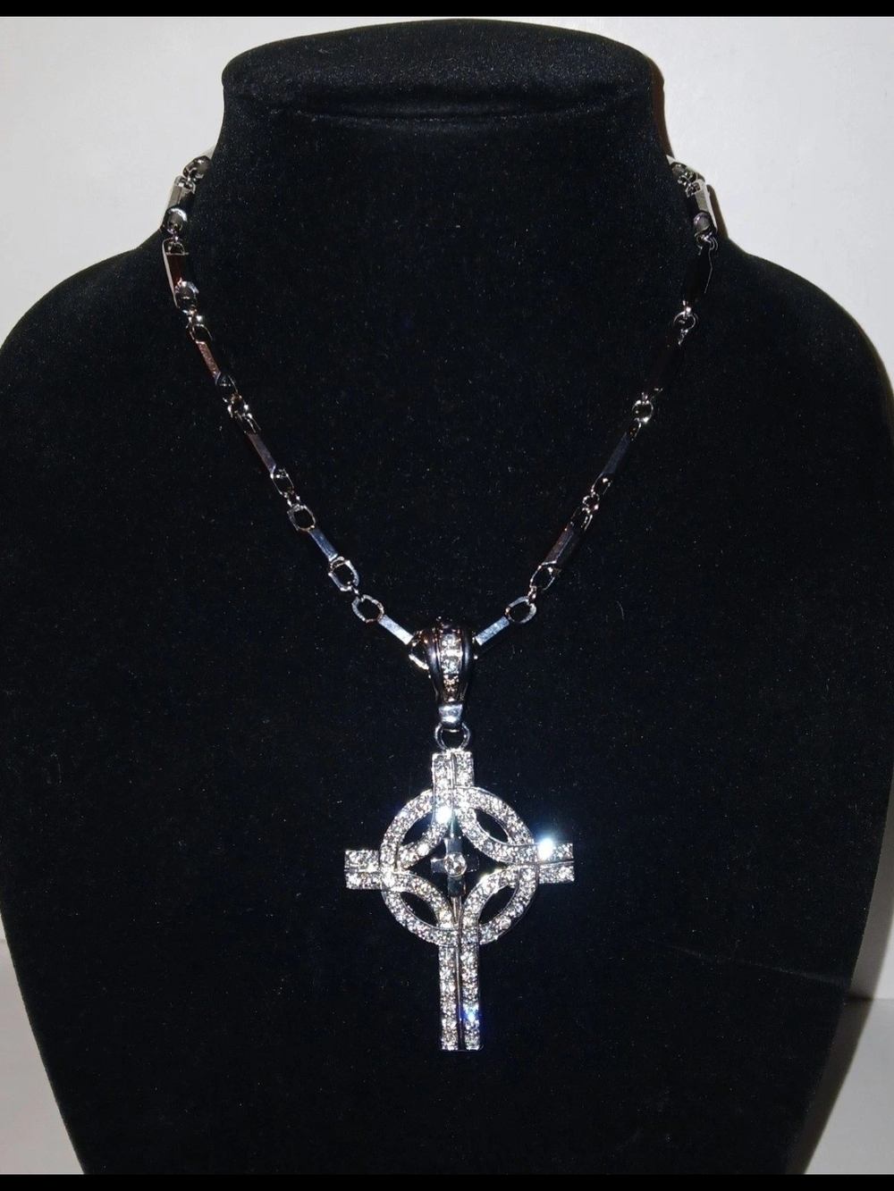 30" Stainless Steel Necklace And Cross Pendant With Matching 8.5" Bracelet
